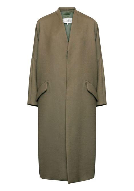 Cappotto monopetto senza colletto in verde Mm6 maison margiela - donna